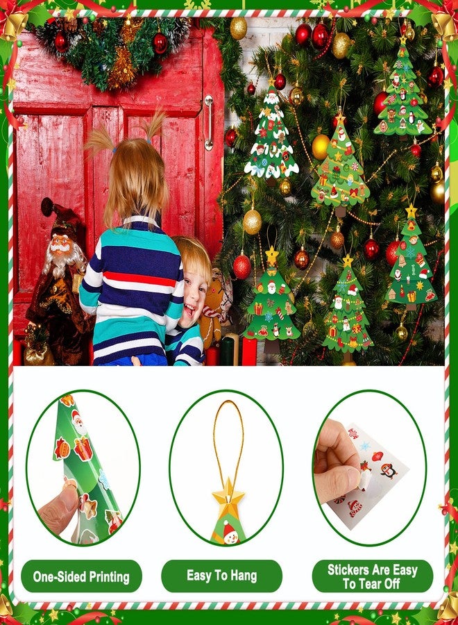JULBEAR 54 Pcs Christmas Tree Crafts for Kids, DIY Xmas Tree Hanging Ornaments with Stickers Kits for Home Classroom Game Activities Party Favors Holiday Decoration Making - Image 3